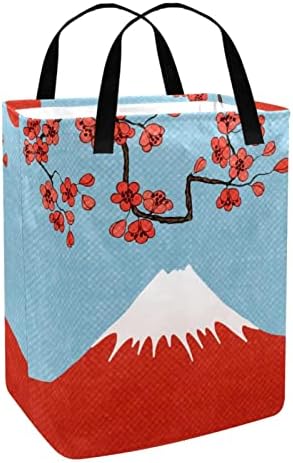 הר פוג ' י יפן נוף הדפסת סל כביסה מתקפל, 60 ליטר עמיד למים סלי כביסה סל כביסה צעצועי אחסון לחדר שינה בחדר אמבטיה במעונות