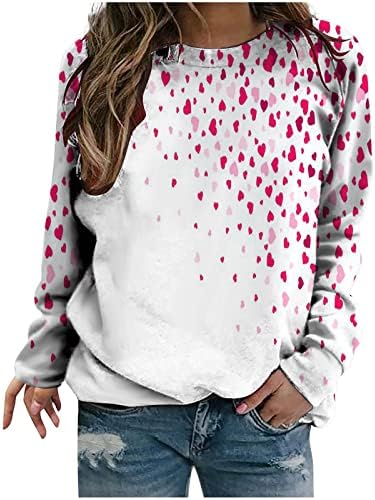 Oplxuo אהבה סווטשירט גרפי גרפי לנשים סוודר של יום האהבה טייז שרוול ארוך חולצות חולצות מודפסות חולצות חולצות