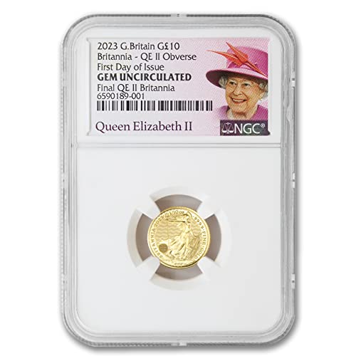 2023 סט של 1/10 גרם זהב בריטי מטבעות בריטניה אבני חן ללא סירוגין 10 £ ngc gemunc
