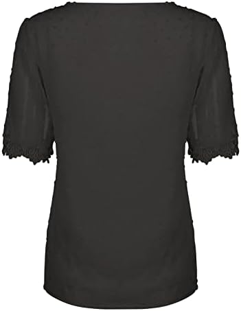 נשים חולצות טרנדי בדוגמת רופף צווארון קצר שרוול בדוגמת קצר שרוול צווארון רופף נוח מפנק חולצות חולצות