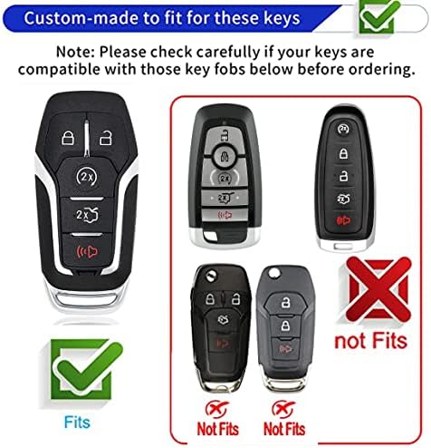 Wenheni for Ford Key FOB כיסוי מפתח FOB מעטפת עם מחזיק מפתחות מתאים לפורד מוסטנג F150 F450 Explorer Taurus Fusion Edge Lincoln MKZ MKC MKX Smart Key
