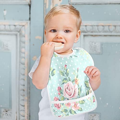 Emelivor Teal פרח ליקוף תינוקות לתינוקות לילדות מאכילות ביקמות פעוטות אטומות למים לבנים שאוכלים בנות פעוטות מאכילים 1-3 שנים, 2 חבילה