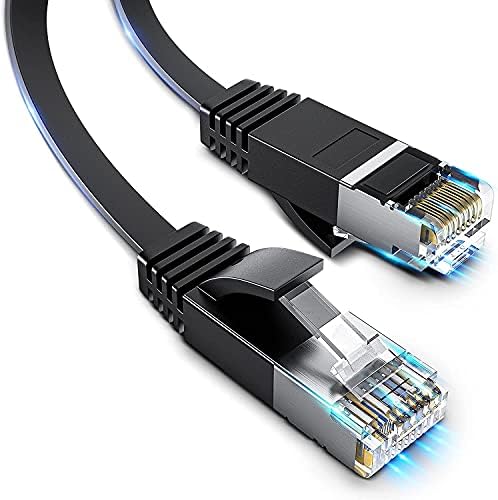 Musment Cat 8 כבל Ethernet 10ft, חוט תיקון מחשב שטוח ברשת אינטרנט, כבל אתרנט במהירות גבוהה, כבל LAN דק עם RJ45, חוט תיקון רשת שטוח אינטרנט שטוח, שחור, שחור