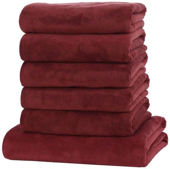 Messiyo יוקרה בינונית מגבות רחצה אדומות חבילה של 6 מגבות לחדר אמבטיה 24 x 48 אינץ 'מגבות אמבטיה מגבות מגבות מגבות
