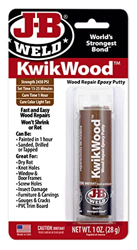 מוצרי מחשב PC-Woody Wood Repake Epoxy Exoxy, שני חלקים 12 גרם בשני פחים, טאן ושזוף Kwikwood Wood תיקון אפוקסי מרק, 1 גרם. מקל