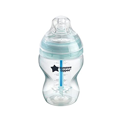 בקבוק תינוק נגד קוליק של טוממי טיפי, פטמה דמוית שד בזרימה איטית ומערכת אוורור ייחודית נגד קוליק, 9 עוז, 1 ספירה, ברור