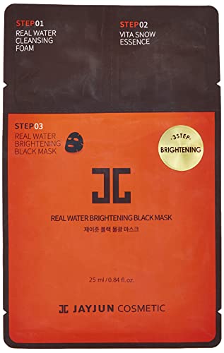 ג ' ייג ' ון מים אמיתיים מבהירים מסכה שחורה, חבילה של 10 גיליונות, 25 מ ל, 0.84 פל. עוז, התבהרות, לחות, מסכת גיליון, 3 שלב
