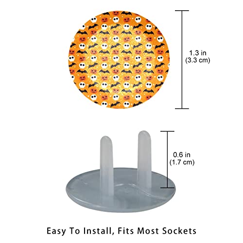 דלעת גולגולת ליל כל הקדושים דפוס עטלף -01 מכסה כיסויי תקע הגהת תינוקות דקורטיביים מכסים 24 חבילה, תקע בטיחות לתינוקות מכסה כיסויי שקע הוכחת ילדים לבית ומשרד, מגן חשמלי לתינוק