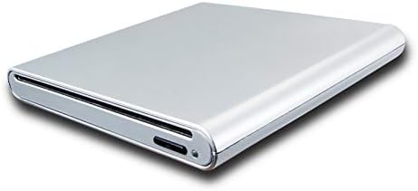 חריץ חיצוני משולב בלו-ריי ונגן די-וי-די נייד כונן אופטי, עבור חלונות 10 מחשב נייד מחשב נייד מחשב נייד מחשב נייד, שכבה כפולה 8+-צורב תקליטורים, צבע כסף