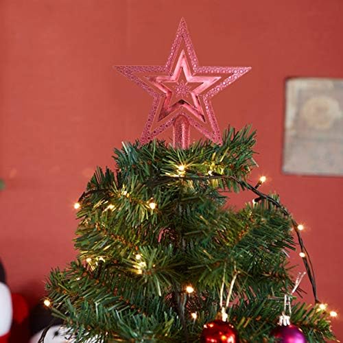 Bestoyard חג המולד כוכב עץ חג המולד עץ חג המולד טופר נצנצים כוכב חג המולד עץ טופר חג המולד קישוט כוכב עץ דקורטיבי לחג לחג חג המולד קישוט קישוט קישודים אדום