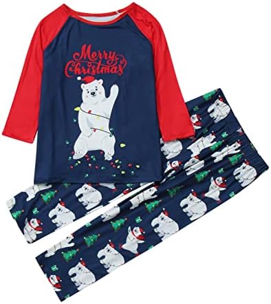התאמה לפיג'מה משפחתית תלבושות בגדי שינה פיג'מה PJS קבעו מכנסי פיג'מה לחג המולד לבגדי חורף יילוד משפחתיים