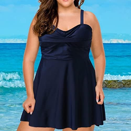 Uofoco שחייה טנקיני לנשים פלוס גודל גודל קיץ הוואי ללא שרוולים בכתף ​​פרוע בגד ים