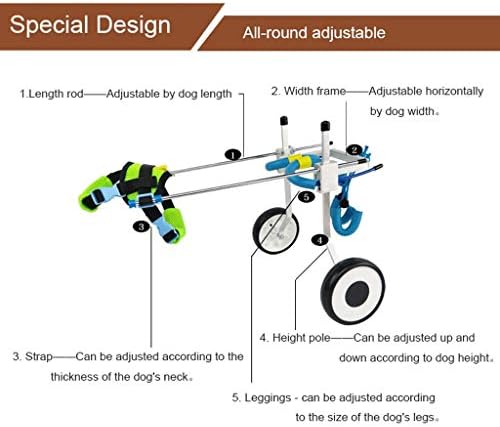 גלגלי כסא גלגלים של כלב לחיות מחמד כסא גלגלים לכלבים - לכלבים קטנים 2-5 קג - וטרינר מאושר - כסא גלגלים לרגליים אחוריות - לשיקום רגלי גלגלים של מחמד/חתול לכלב נכים, דו גלגלים -