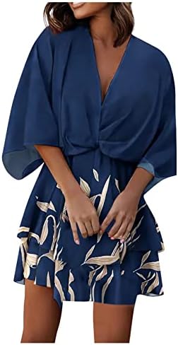 שמלות חוף Zefotim לנשים 2023 שרוול עטווינג/מחוץ לכתף בוהו פרחוני חולצה שמלת שמלת סתום בגדי ים