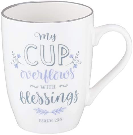 גולש בברכות תהילים 23:5 ספל קפה נוצרי קרמי לנשים וגברים-כוס קפה מעוררת השראה ומתנות נוצריות, 12 עוז