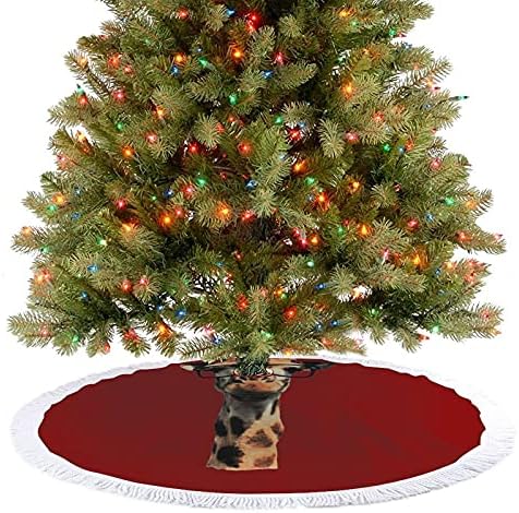 ג'ירפה עם משקפי שמש עץ חג המולד מחצלת חצאית עץ עץ עץ עם גדילים לקישוט חג המולד של מסיבת חג 48 x48