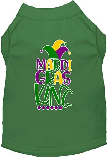 מרדי גרא קינג מסך הדפס Mardi Gras חולצת כלבים אדומה SM