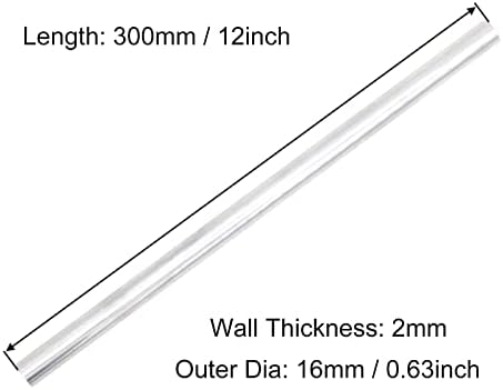 מנצח 6063 צינור עגול אלומיניום, 10 ממ OD 2 ממ עובי קיר עובי 300 ממ מתכת צינור צינור ישר חלק למלאכות DIY דגם 2 יחידות