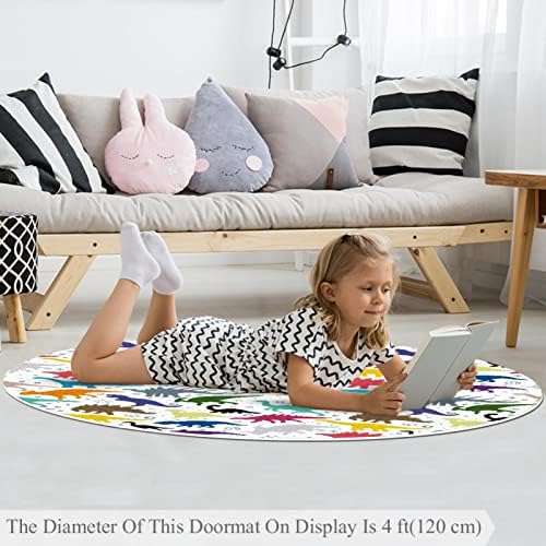 Llnsuply בגודל גדול 5 מטר ילדים עגול שטיח שטיח שטיח דינוזאורים צבעוני דפוס משתלת כרית שטיח לא להחליק ילדים שטיח פליימת משחק לילדים מחצלת