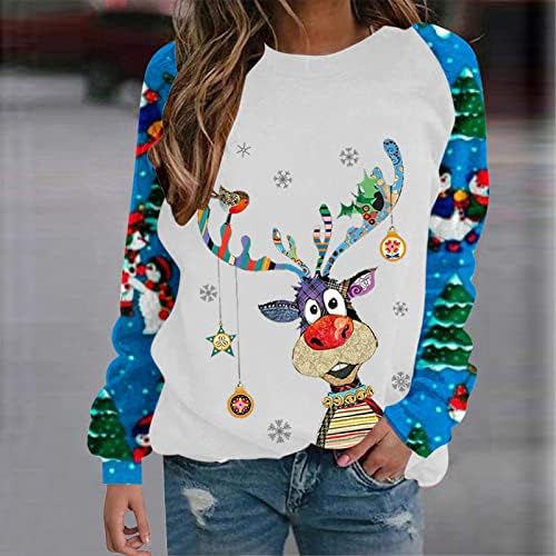 נשים מכוער חג המולד סוודר צבע איל צווארון עגול חג סוודר חולצות בציר גרפי חולצה חולצה