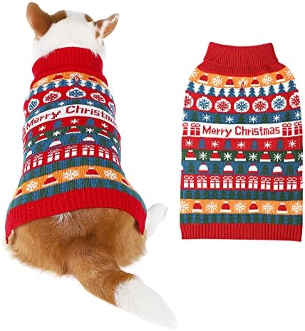 סוודר כלבים קטנים קתפטיים חג המולד - סוודרים של כלבים רכים עם חור רצועה חג המולד חג חתול בגדי חיות מחמד דפוס חג המולד תלבושת כלבים חורפית, אדום