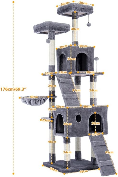הדנאטים רב-רמת חתול עץ לחתולים עם מפנק מוטות יציב חתול טיפוס מסגרת חתול השריטה לוח צעצועים