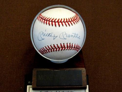 מיקי מנטל ניו יורק יאנקיז חתם חתימה אוטומטית וינטג 'OAL בייסבול JSA LT BASE BEAUTY - כדורי בייסבול עם חתימה