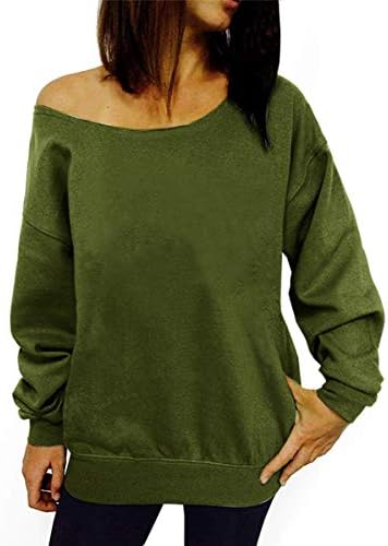 נשות דוטיבר מהכתף חולצה סווטשירט חולצה סוודר שרוול ארוך חולצות שרוול ארוך