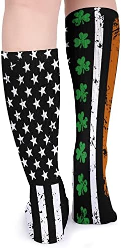 דגל ארהב אירי שמרוק ליום סנט פטריק גרבי צינור גרביים גרביים נושמות גרביים אתלטיות נושמות חיצוניות עבור יוניסקס