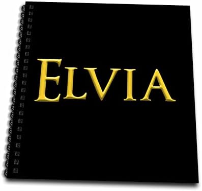 3DROSE ELVIA שם ילדה קלאסית שם תינוקת בארצות הברית. צהוב על קמיע שחור - ספרי רישום
