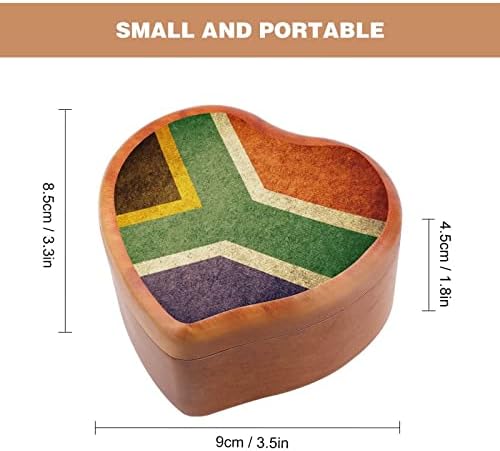וינטג 'דרום אפריקה דגל קופסאות מוסיקה מיוער וינטג' חרוט לב מתנה קופסא מוזיקלית לחג המולד