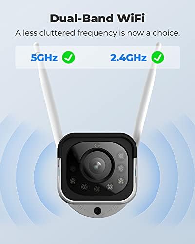 REOLINK 5MP מצלמת PTZ לאבטחה ביתית, מעקב אוטומטי, צרור עם מצלמת שדר של 5MP עם זרקורים, שניהם תומכים ב- 2.4/5GHz WiFi