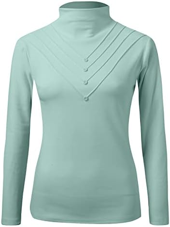 חולצות תרמיות של שרוול ארוך לנשים חורפיות חורמות גולף גולף צמר צמר צמרת צמרת גופיות משולבות עם סוודר כפתורים