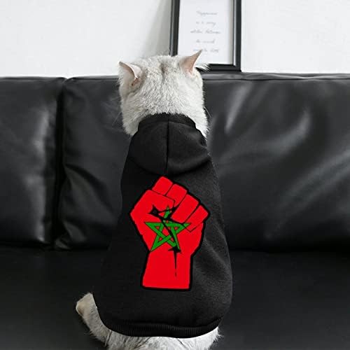 אגרוף מורם דגל מרוקו בגדי כלבים קפוצ'ונים חיל מחמד חורפים סווטשירטים כלבים רכים וחמים לכלבים בינוניים קטנים