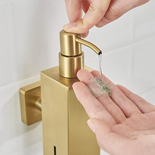 מתקן סבון זהב של Wolibeer, 250 מל שמפו למזגן מחזיק סבון סבון נוזל מחזיק נירוסטה מקלחת נירוסטה סבון מרובע מרובע מתקן חיטוי קיר קיר