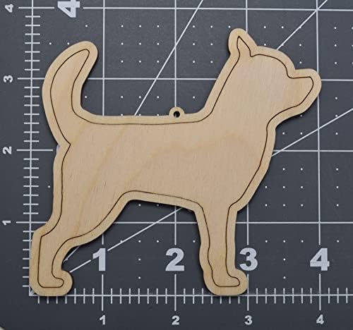סט של 6 צ ' יוואווה גמור לייזר לחתוך עץ כלב קישוט צורת-תוצרת ארהב-4 סנטימטרים רחב