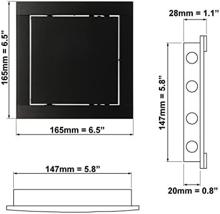6x6 '' קיר פלסטיק שחור אנתרציט או לוח גישה לתקרה