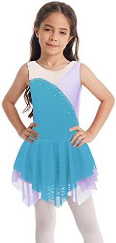ילדות אויולן ילדים רדיני אסטון דמות שמלת החלקה על קרח שמלת שולי בלט ללא שרוולים שמלת גד גוף לא סדירה