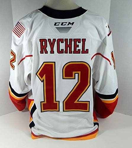 2018-19 סטוקטון Heat Kerby Rychel 12 משחק השתמש בג'רזי לבן 56 DP03299 - משחק משומש גופיות NHL