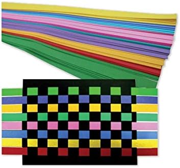מוצרי Hygloss רצועות אריגת נייר - נהדר לילדים אומנויות ומלאכה, פעילויות בכיתה - למד לארוג - 10 צבעים שונים - 3/4 אינץ 'x 16 אינץ' - 1000 רצועות