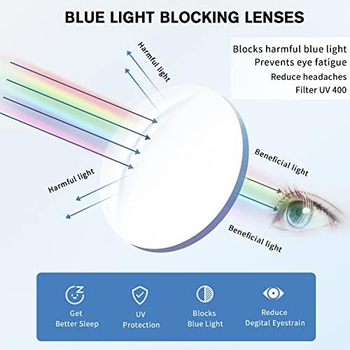 Vooglam עין חתול כחול אור חסימה משקפיים לנשים, משקפיים מזויפים באופנה עם Diamond Anti Eyestrain & UV Emmie