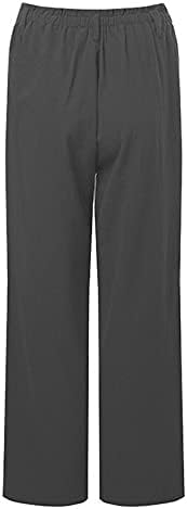 מכנסי ווקאצ'י קאפרי לנשים, כפתור פשתן מוצק מותניים אלסטיים מגלגלים מכנסיים מקצרים של מכנסי פלאצו קצוצים
