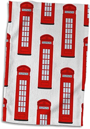 תלת מימד רוז בריטי תיבת טלפון אדומה דפוס איור TWL_201749_1 מגבת, 15 x 22, רב צבעוני