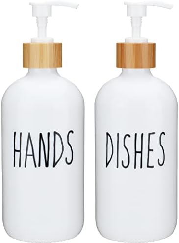 מטבח מתקן לסבון סט, חווה יד מתקן לסבון אמבטיה, לבן זכוכית מתקן לסבון עם משאבת, לבן מתקן לסבון, יד צלחת מתקן סט עם במבוק משאבת