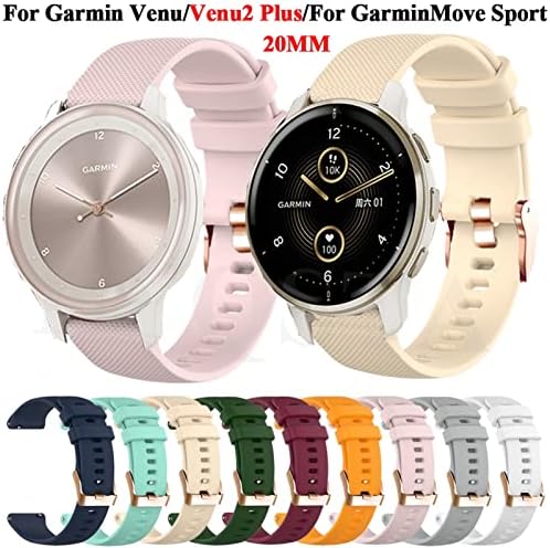 רצועות שעון חכמות של Bahdb עבור Garmin Venu/Venu2 פלוס vivoactive 3 סיליקון שעון שעון Garminmove Sport Forerunner 245 645 צמיד 20 ממ