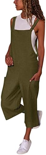MTSDJSKF סופר 90S מכנסי מטען ללא שרוולים נשים רופפות נשים סרבל נשים קיץ מזדמן בתוספת גודל צבע אחיד ללא שרוולים