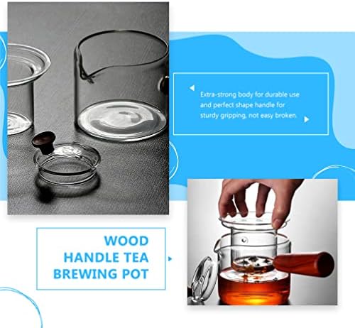 סיר תה זכוכית עם חילוף: קומקום תה קרח קרח קרח תה קנקן מים עם ידית עץ 400 מל למים קרים משקאות מיץ קפה