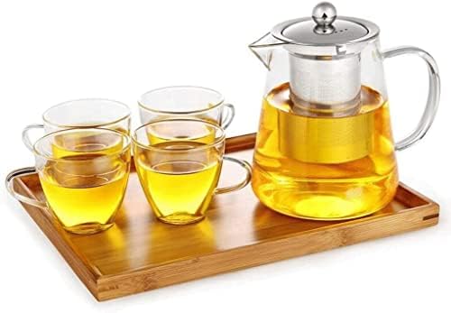 סיר תה צמחים קומקום קומקום עבה טמפרטורה גבוהה פילטר נירוסטה עבה עם פילטר תה קומקום זכוכית סט 1500 מל כוס תה קומקום