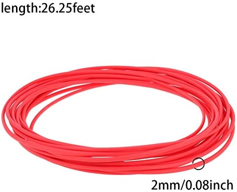 Bettomshin PE חום צינור צינור צינור 0.08 אינץ 'DIA 26.25ft ביחס צינור צינור מבודד יחס עטיפה 2: 1 שרוול כבל חשמלי להגנה על בידוד לאורך זמן אדום 1 pcs