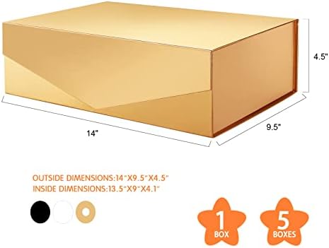 ג'ינגן קופסאות מתנה גדולות מתקפלות עם מכסי סגירה מגנטית 13.5x9x4.1 אינץ